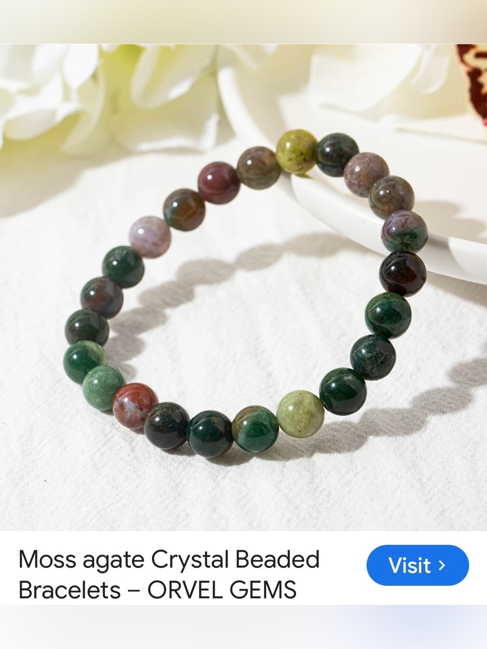 #2949*Unisex’s Green Beaded Stretch Bracelet - Handmade - Picture 5 of 17